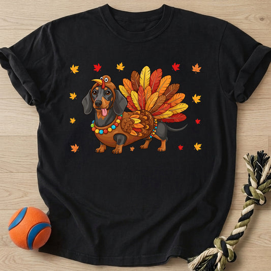 Doxie Turkey T-Shirt โ Black t-shirt