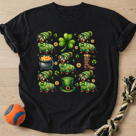 Shamrock Doxie T-Shirt โ Black t-shirt