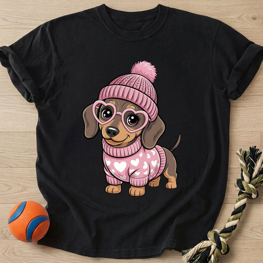 Valentine Dachshund T-Shirt โ Black t-shirt