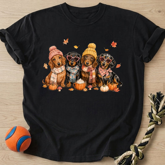Dachshunds Fall T-Shirt – Black t-shirt