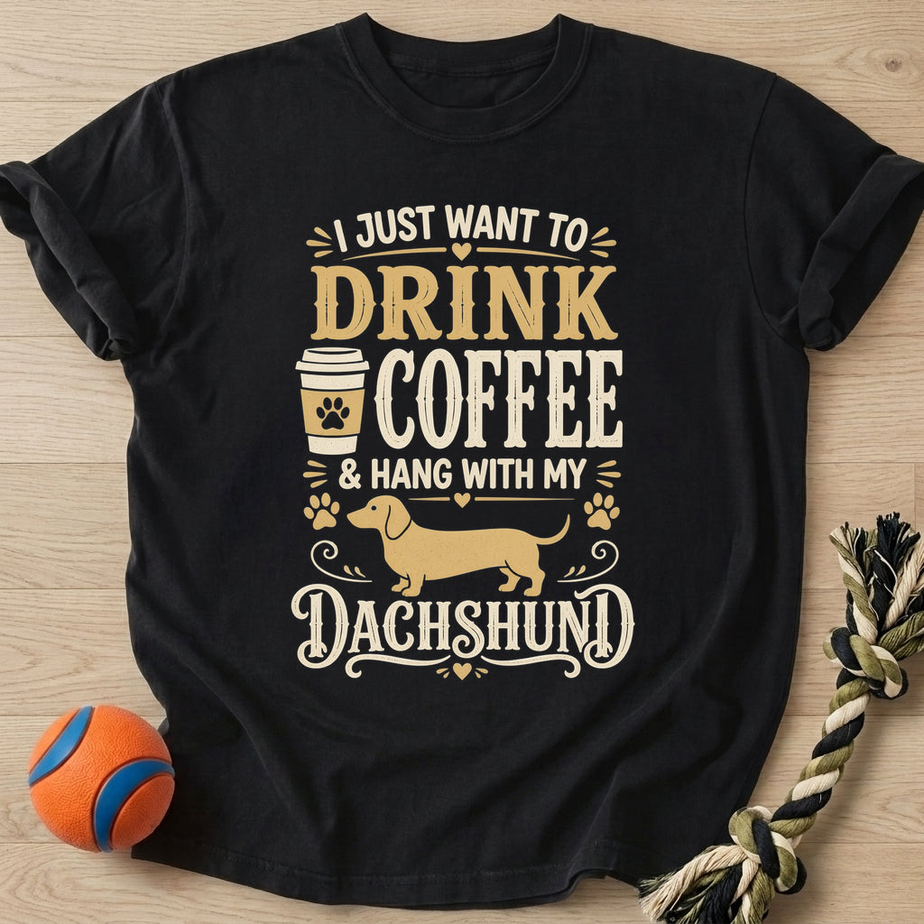 Doxie Coffee T-Shirt – Black t-shirt