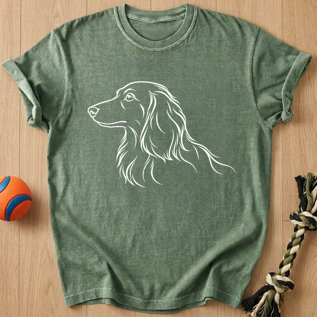 Doxie Outline T-Shirt – Moss t-shirt