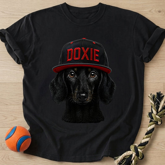 Doxie Street Red T-Shirt – Black t-shirt