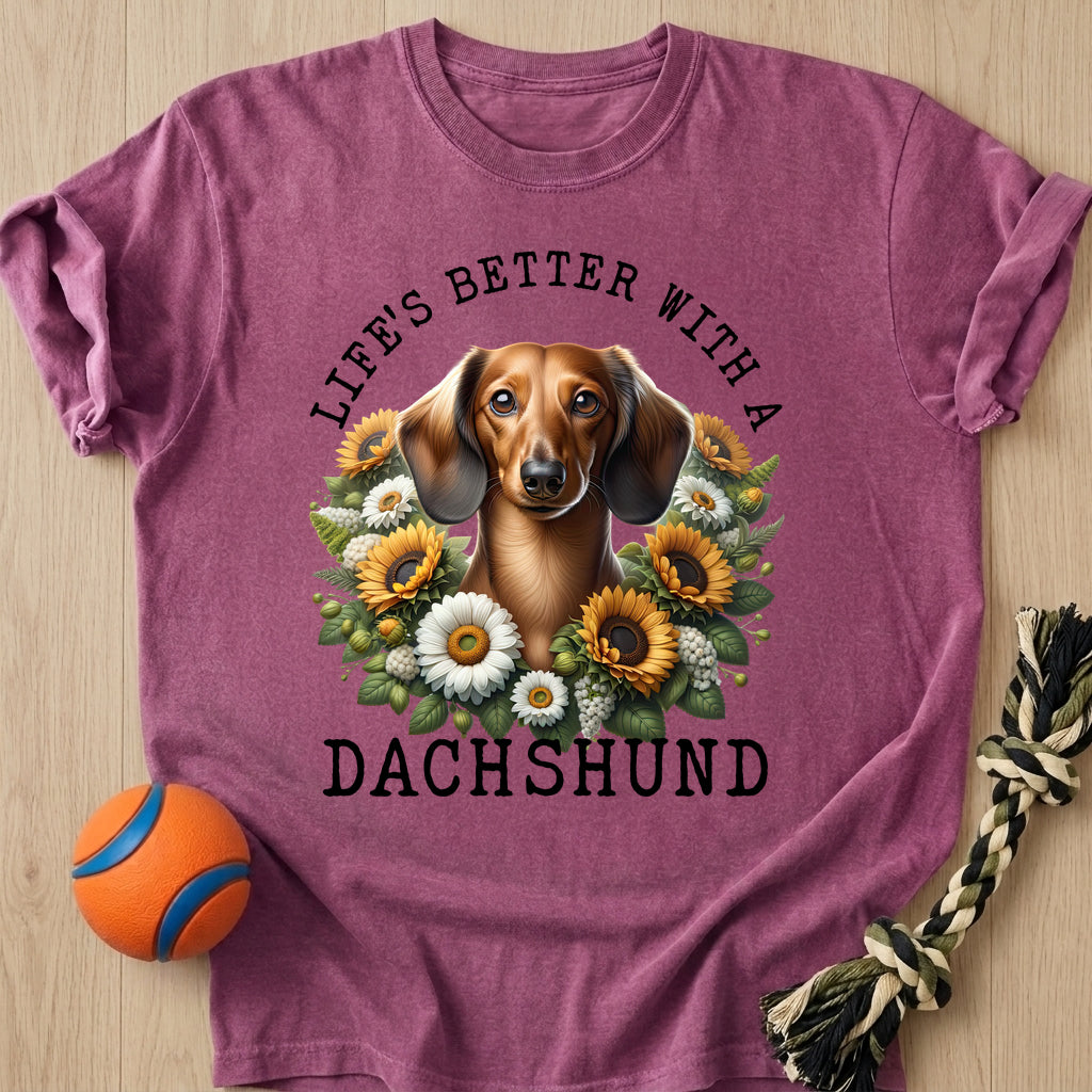 Doxie Sunflower T-Shirt – Berry t-shirt