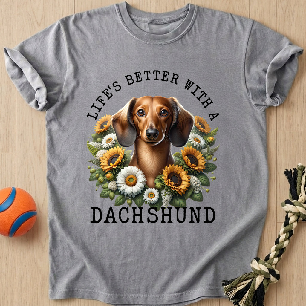 Doxie Sunflower T-Shirt – Grey t-shirt