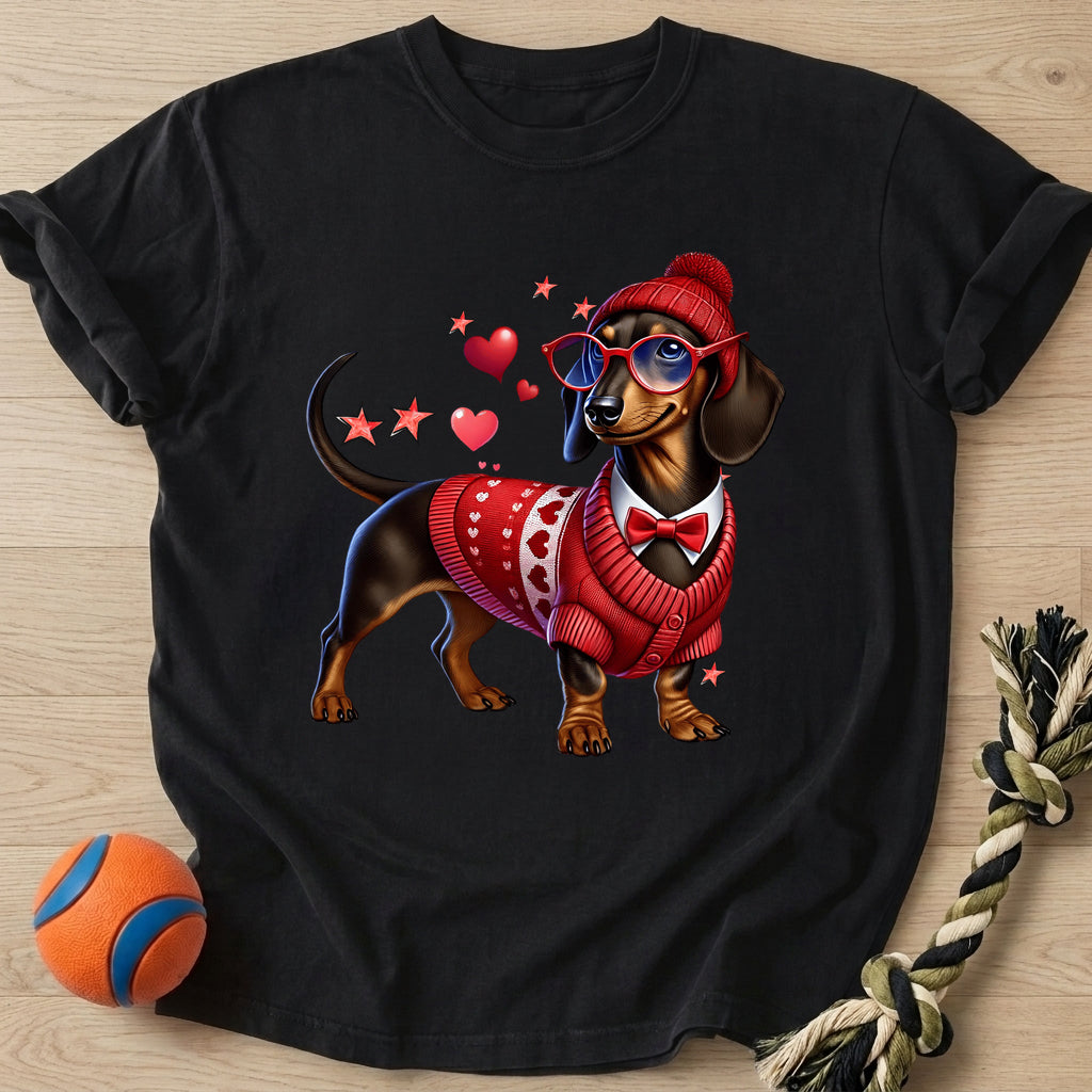 Doxie Valentines T-Shirt – Black t-shirt