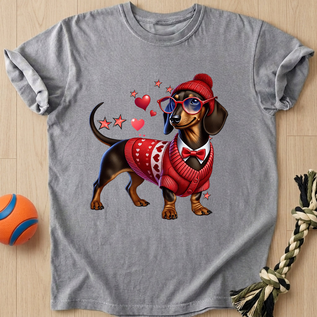 Doxie Valentines T-Shirt – Grey t-shirt