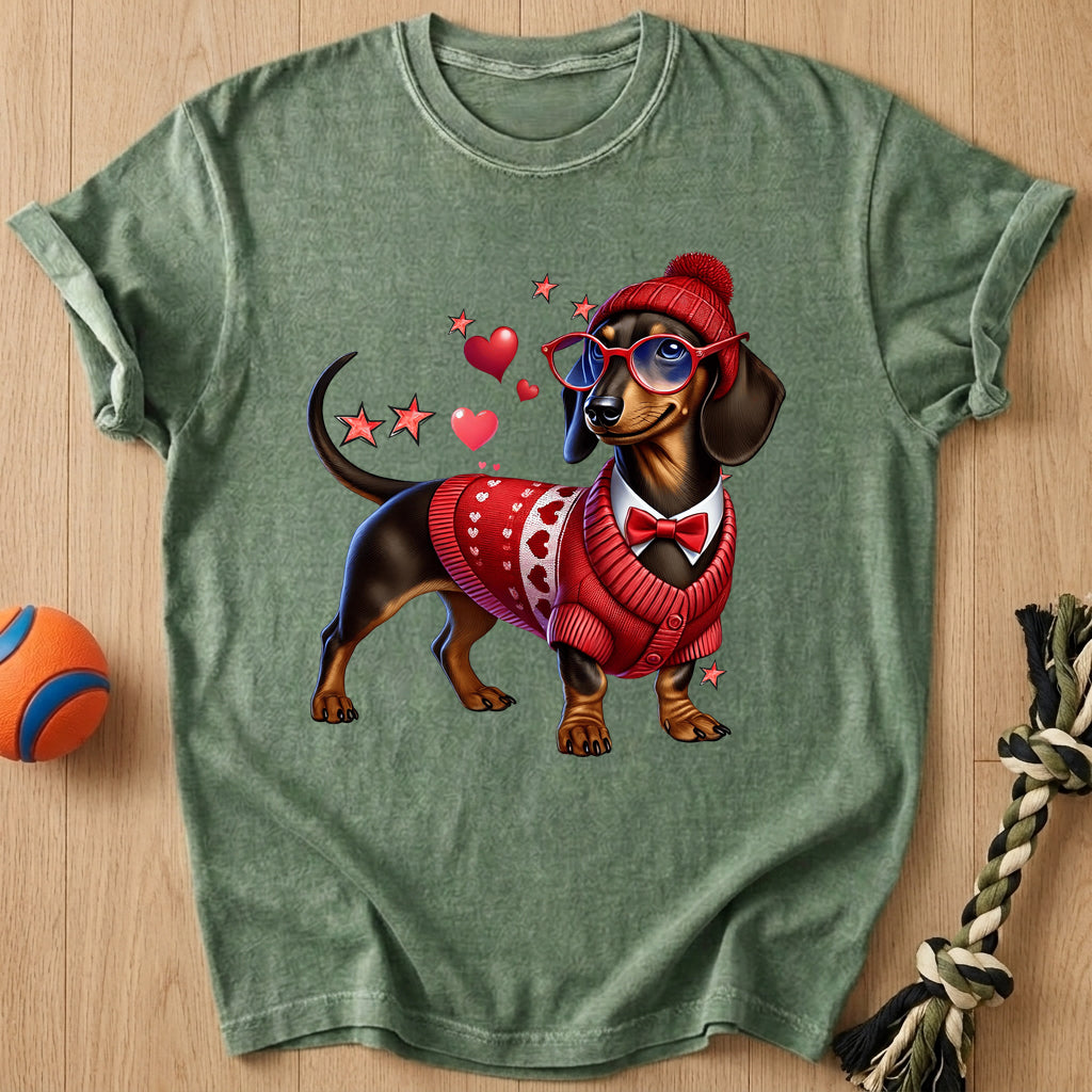 Doxie Valentines T-Shirt – Moss t-shirt
