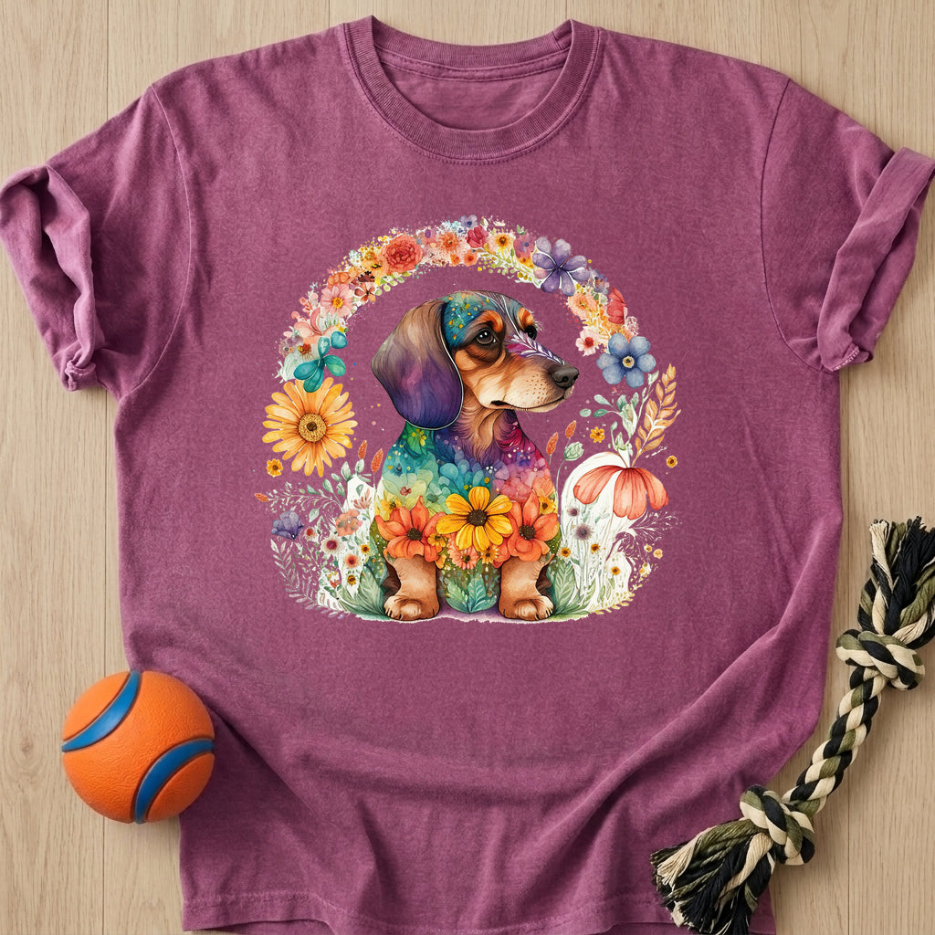Flowers Doxie T-Shirt – Berry t-shirt