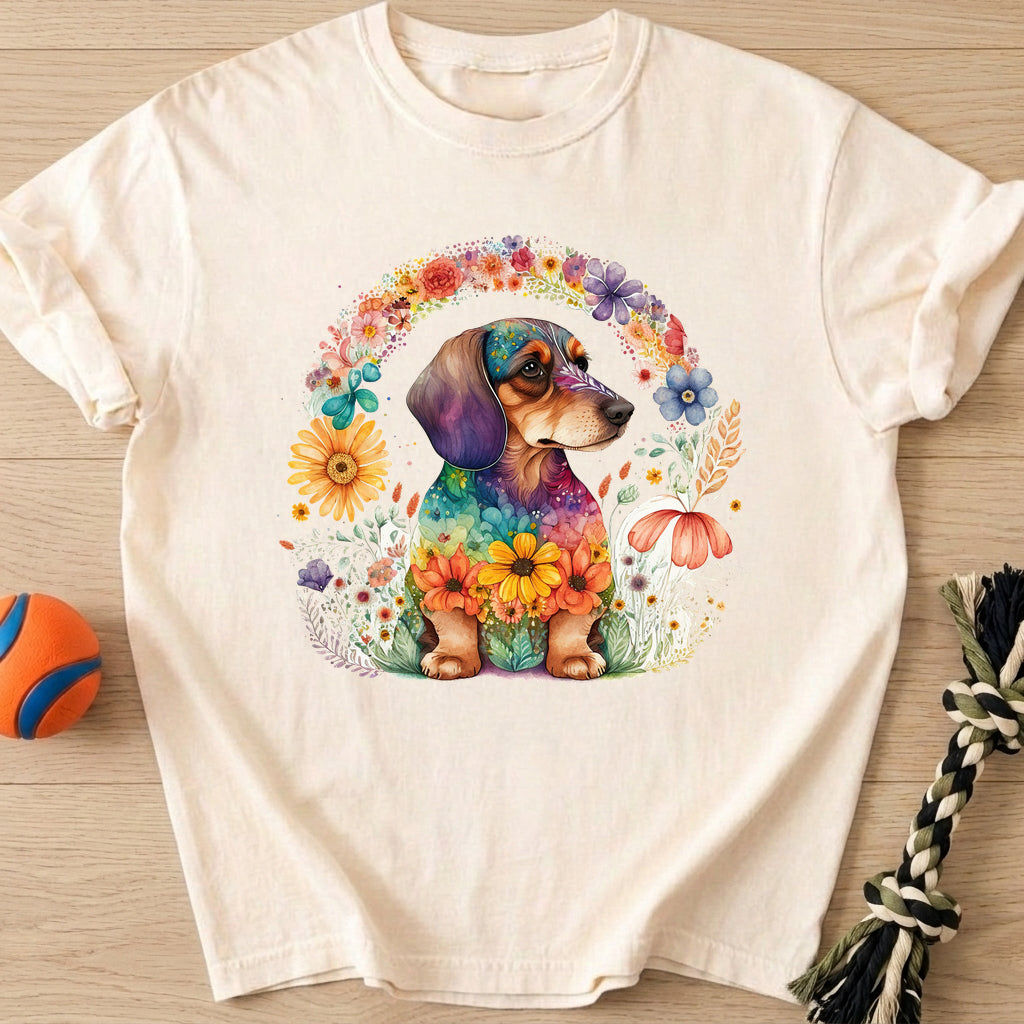Flowers Doxie T-Shirt – Ivory t-shirt