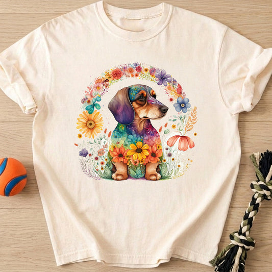 Flowers Doxie T-Shirt – Ivory t-shirt