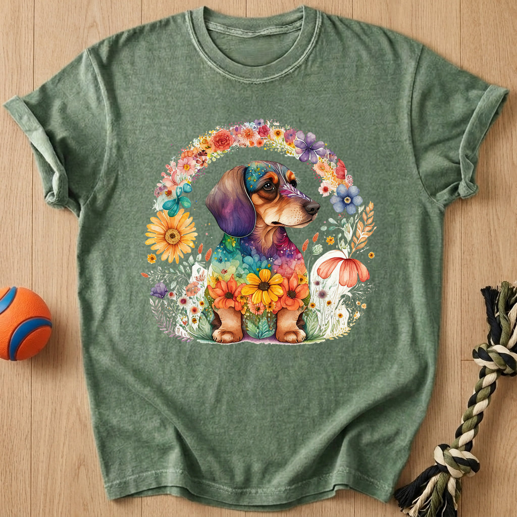 Flowers Doxie T-Shirt – Moss t-shirt