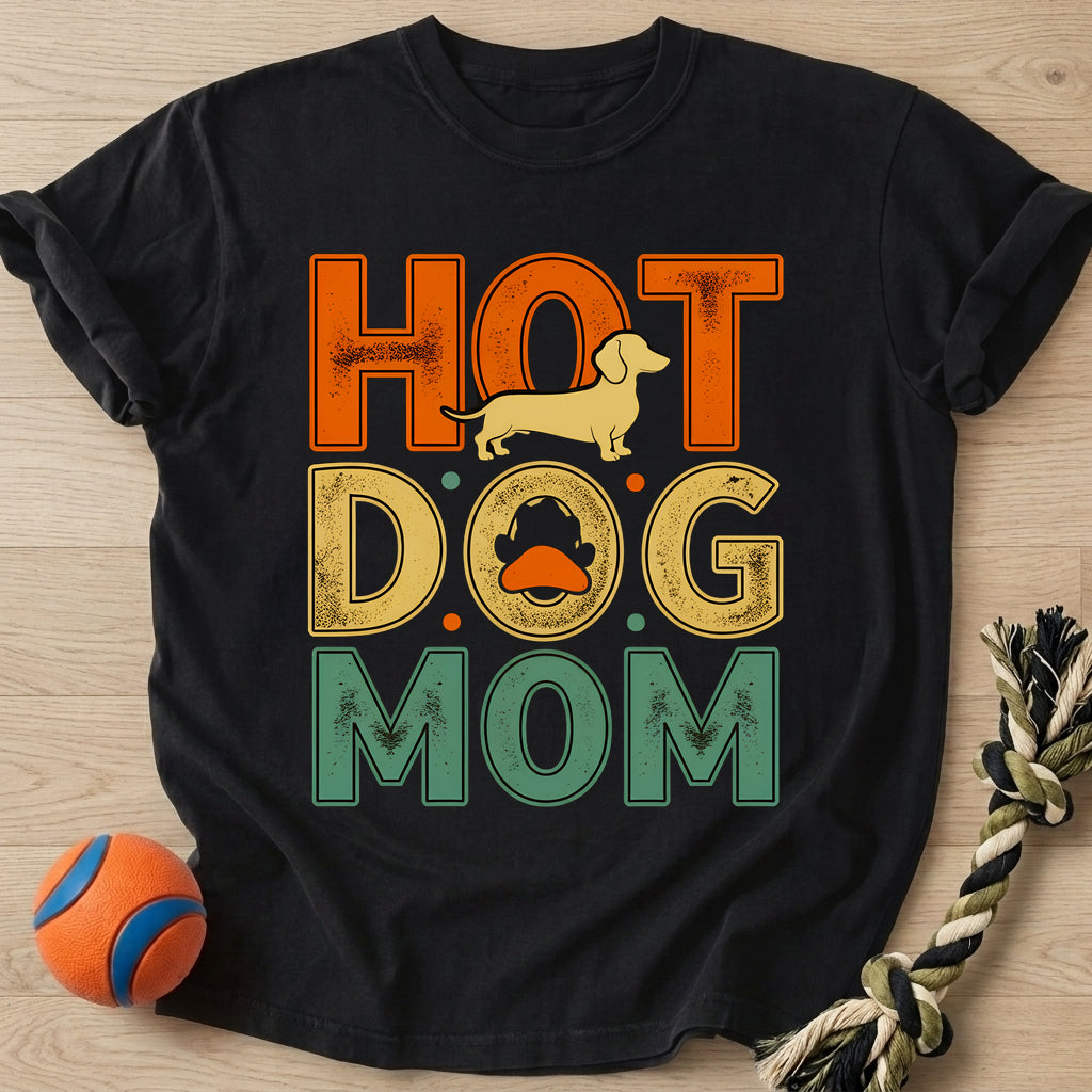 Hot Dog Mom T-Shirt – Black t-shirt