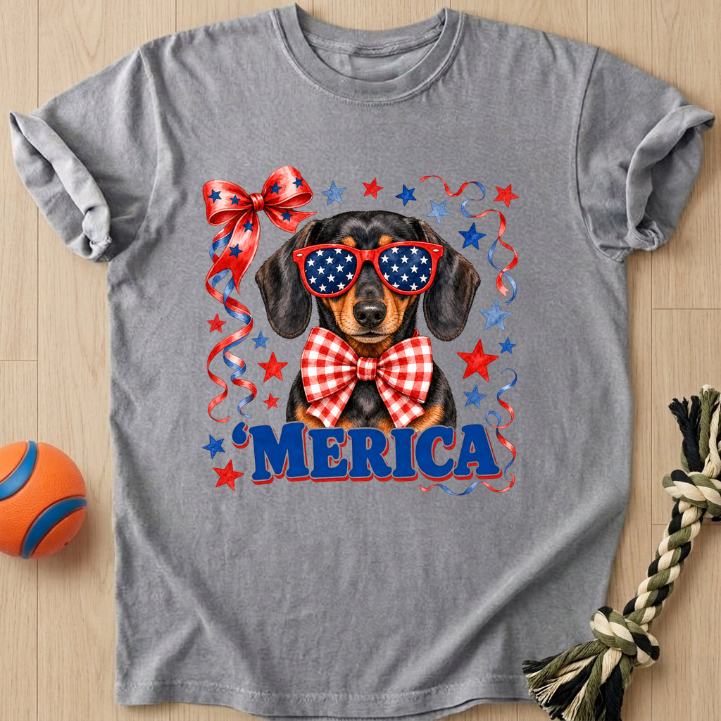 Merica Doxie T-Shirt – Grey t-shirt