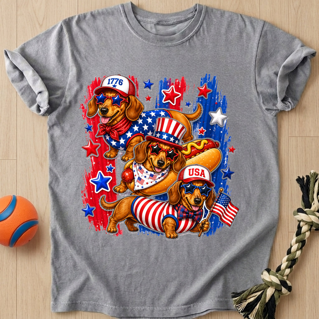 Patriotic Doxie T-Shirt – Grey t-shirt