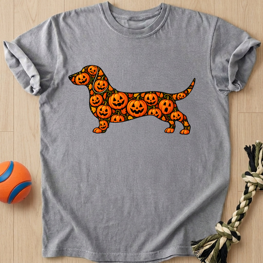 Pumpkin Doxie T-Shirt – Grey t-shirt