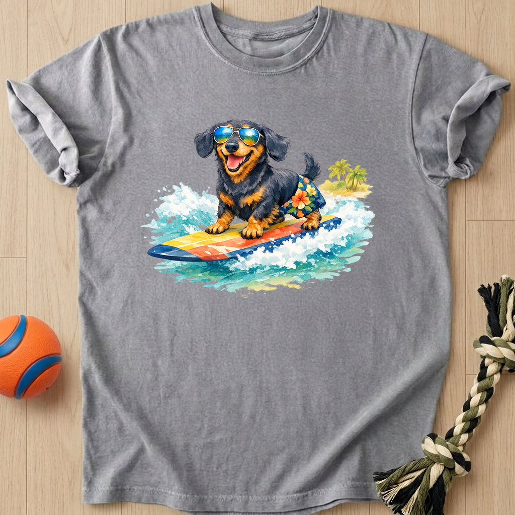 Surfing Dachshund T-Shirt – Grey t-shirt