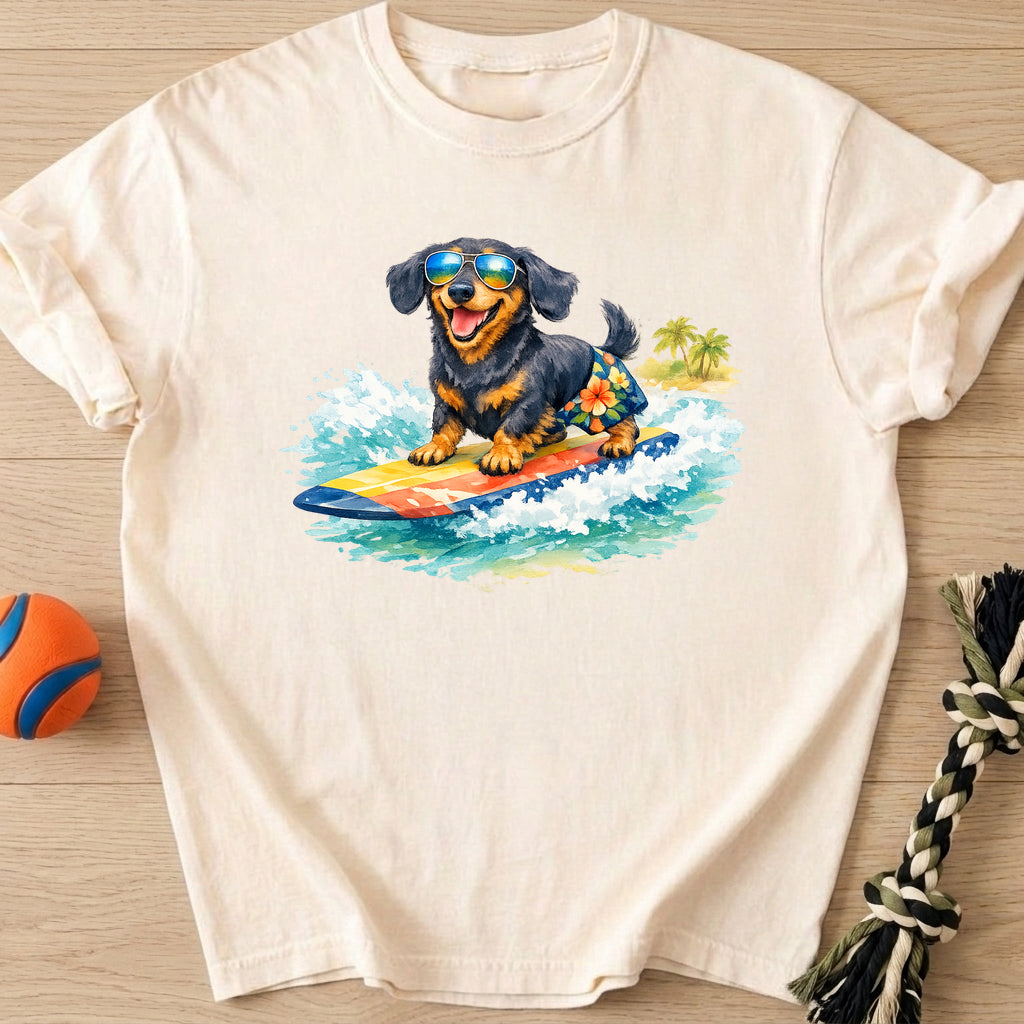 Surfing Dachshund T-Shirt – Ivory t-shirt