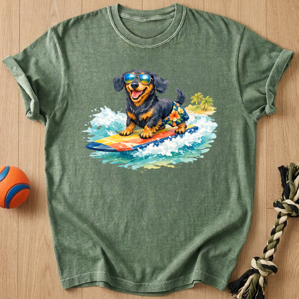 Surfing Dachshund T-Shirt – Moss t-shirt