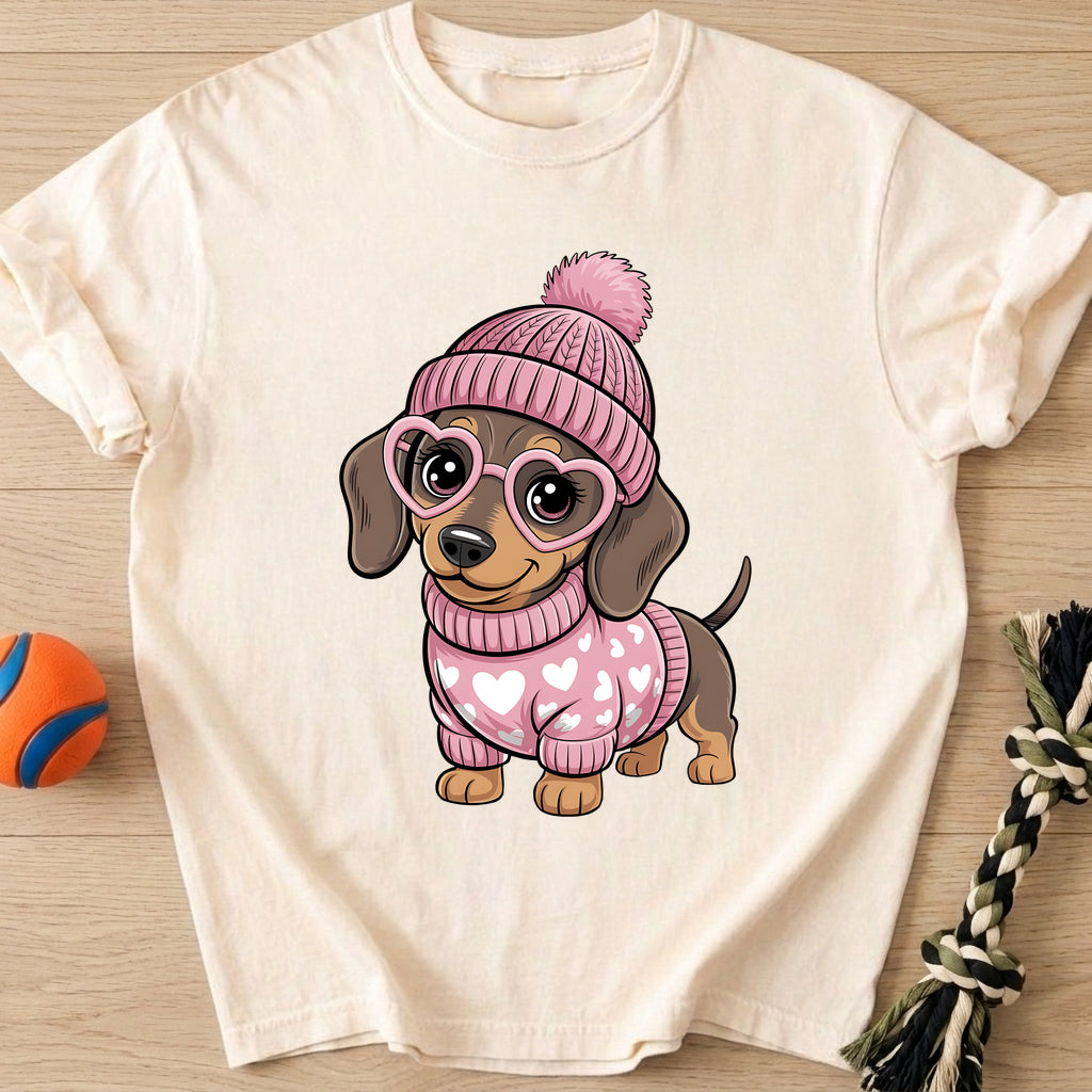 Valentine Dachshund T-Shirt – Ivory t-shirt