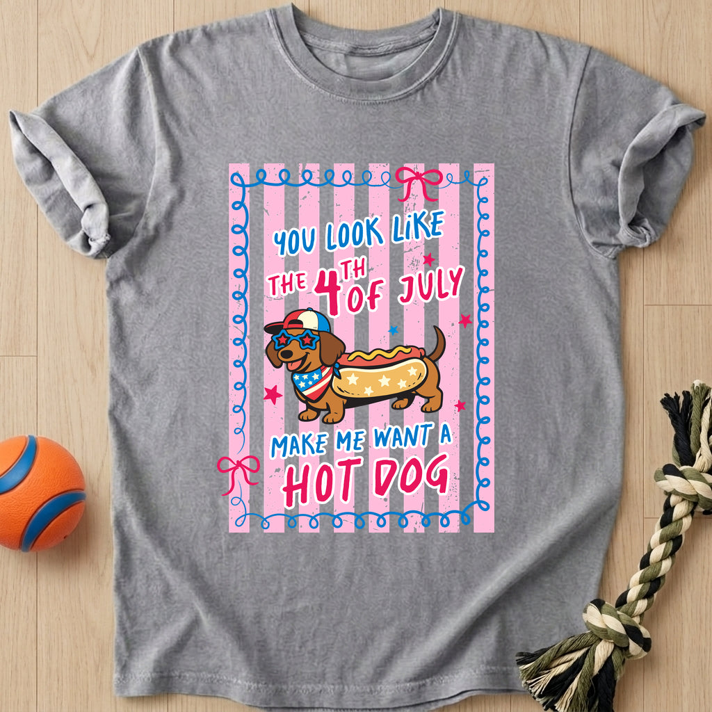 Want A Hot Dog T-Shirt – Grey t-shirt