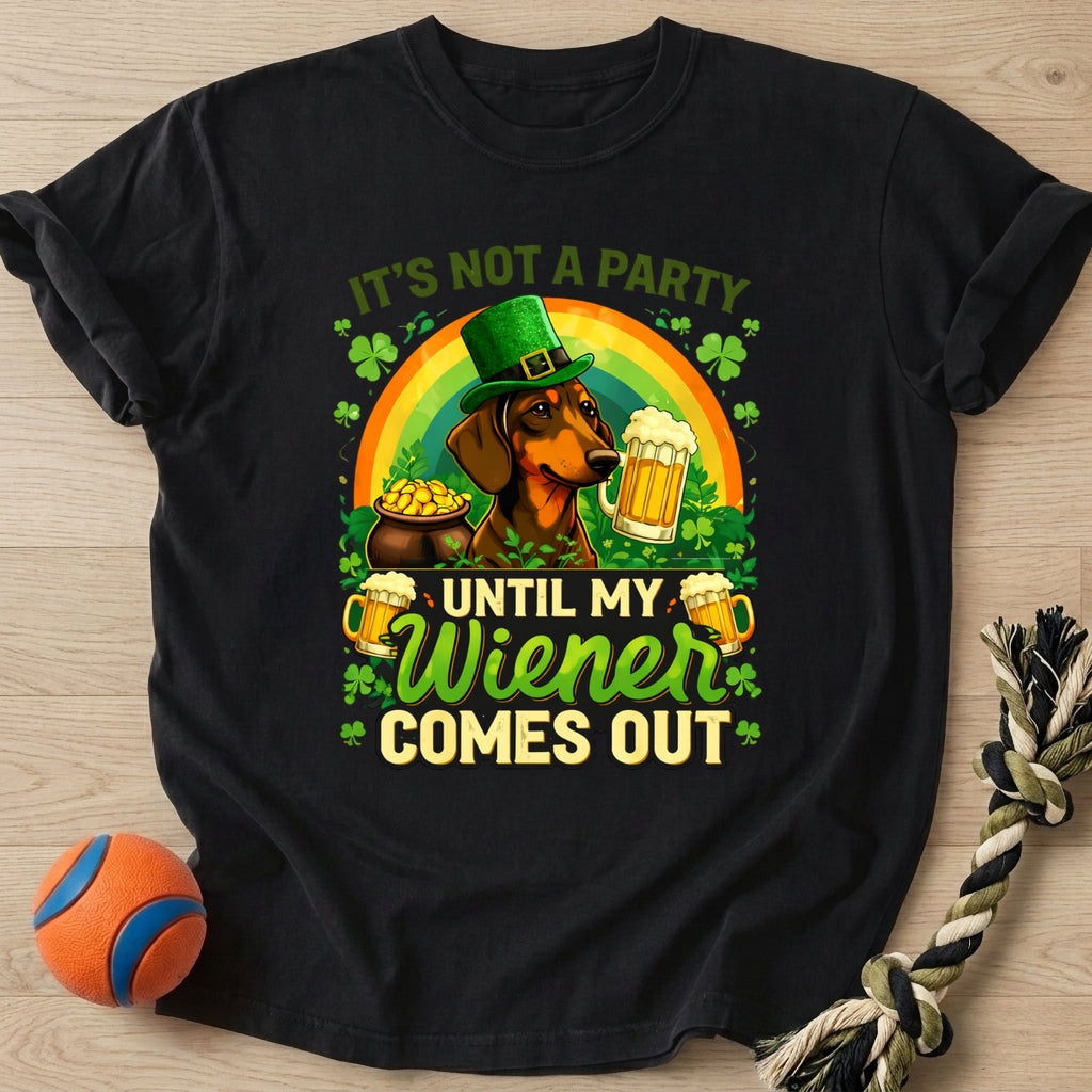 Wiener Comes Out T-Shirt – Black t-shirt